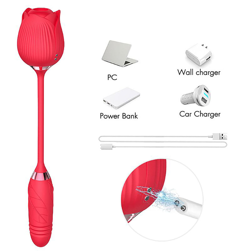 Flower Vibrador de Ponto G e Clitóris com Vai e Vem e 7 Modos de Vibração Sexy Import