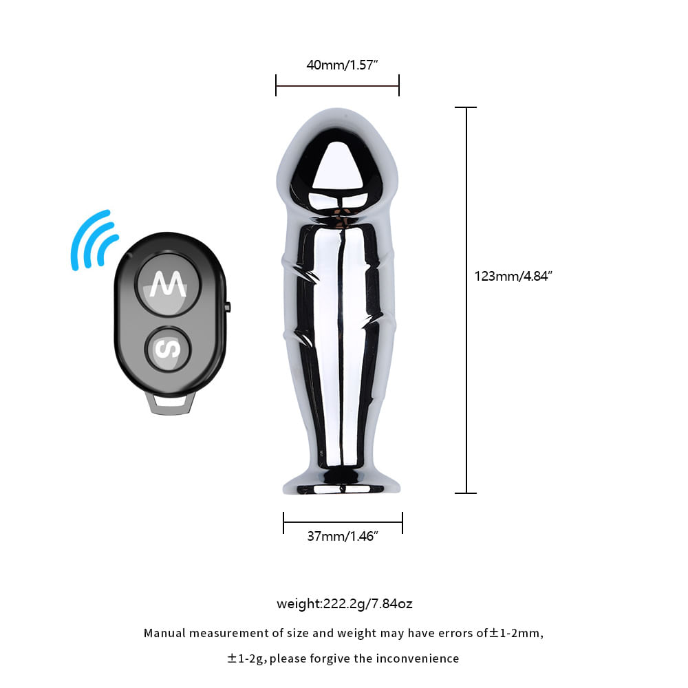Plug Anal de Aço com Vibro e Controle Vip Mix