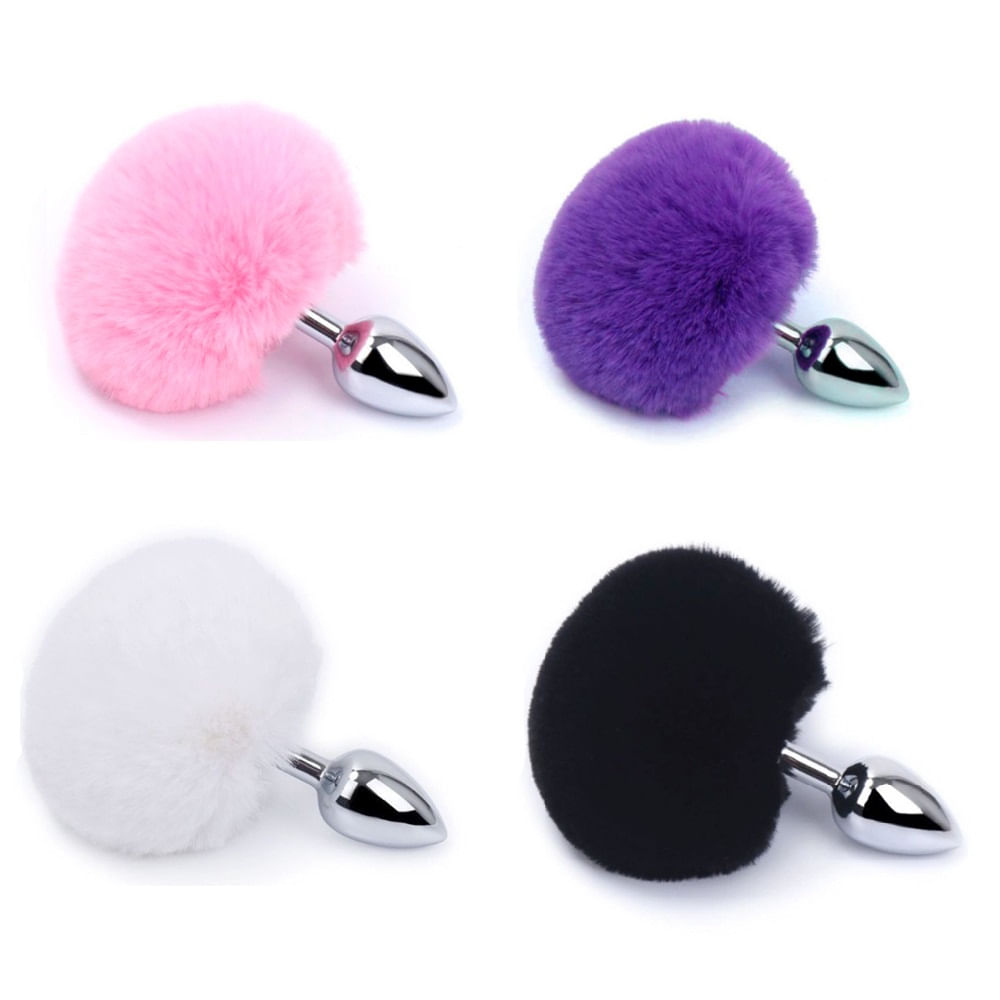 Plug Anal em Metal 7cm com Pompom Colorido Miss Collection