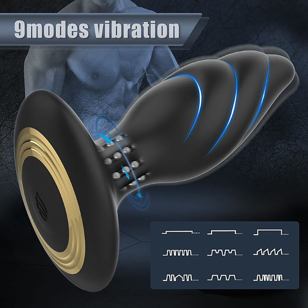 S-hande Whirlwind Plug Anal de Silicone com 9 Modos de Vibração e Rotação Sexy Import