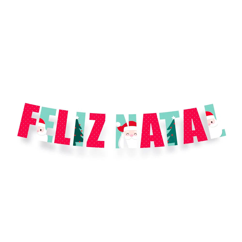 Faixa Bandeirolas Decorativa Feliz Natal Coleção Nicolau Cromus