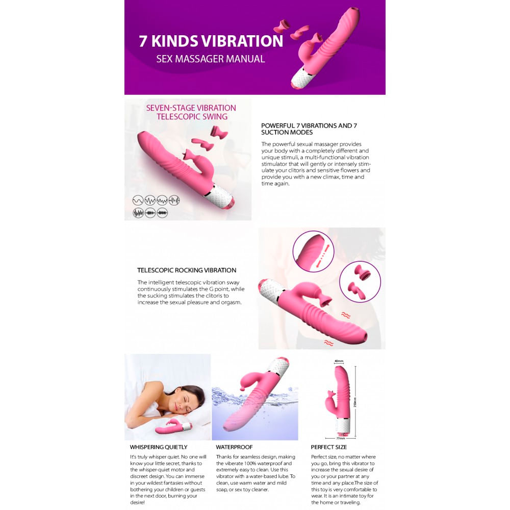 Dibe Sex Massager Vibrador Ponto G com 7 Modos de Vibração e 3 Modos de Estimulação Clitoriana Vipmi