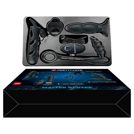 Pretty Love Master Hunter Kit Masculino com Plug Anal e Anel e Capa Peniana Sexy Import
