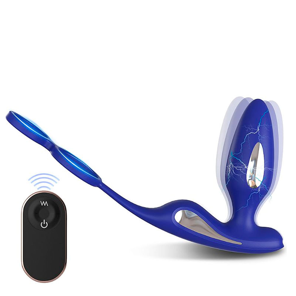 S-Hande Plug Anal e Anel Peniano com 9 Modos de Vibração e 3 Modos de Eletro Estimulação Sexy Import