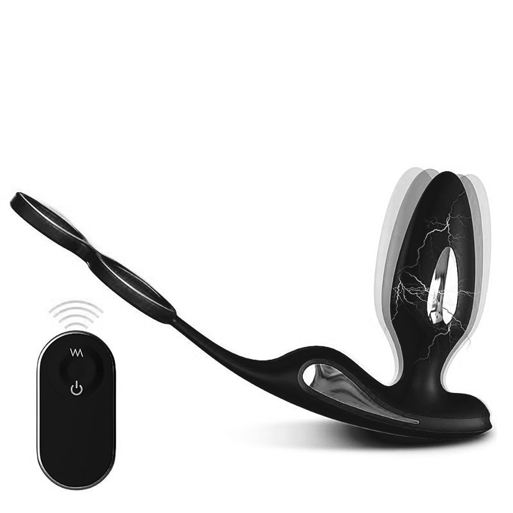 S-Hande Plug Anal e Anel Peniano com 9 Modos de Vibração e 3 Modos de Eletro Estimulação Sexy Import