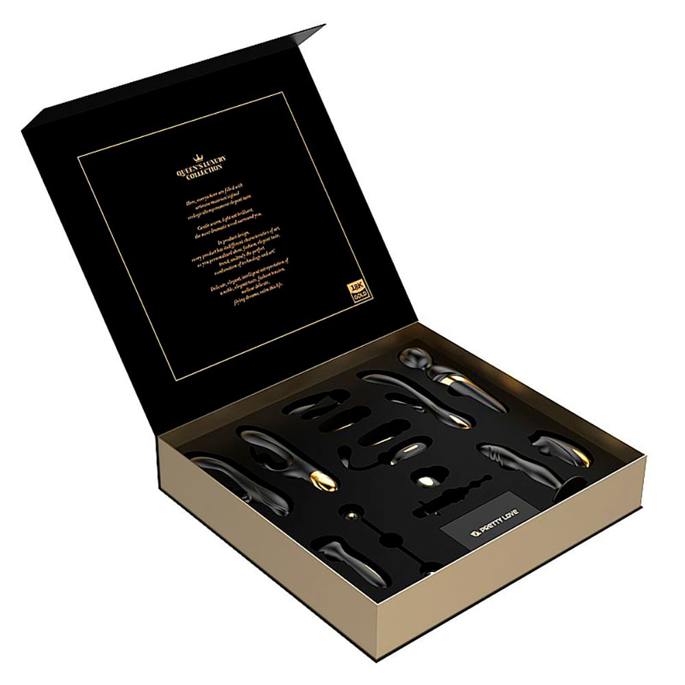 Pretty Love Queens Luxury Kit 12 Itens Vibrador e Estimuladores com Detalhes em Ouro 18k Sexy Import
