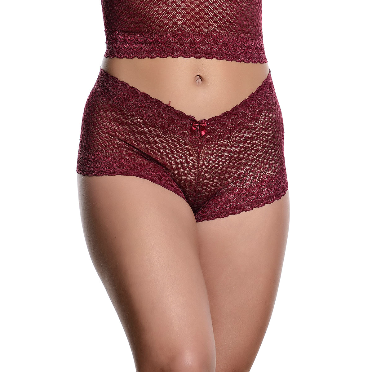 Conjunto Caleçon em Renda sem Bojo Jô Lingerie