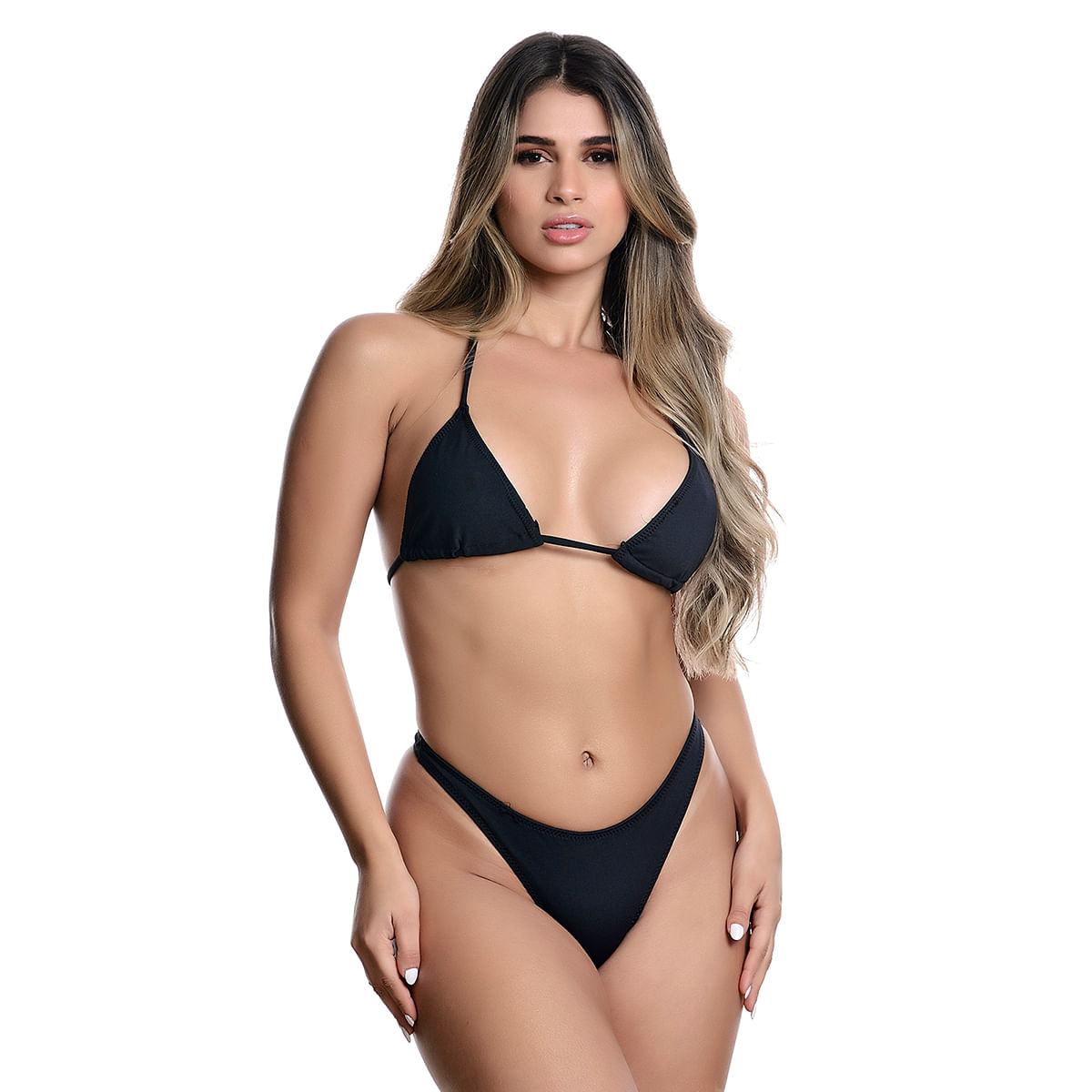Biquíni Cortininha Liso com Calcinha Fio Hot Love