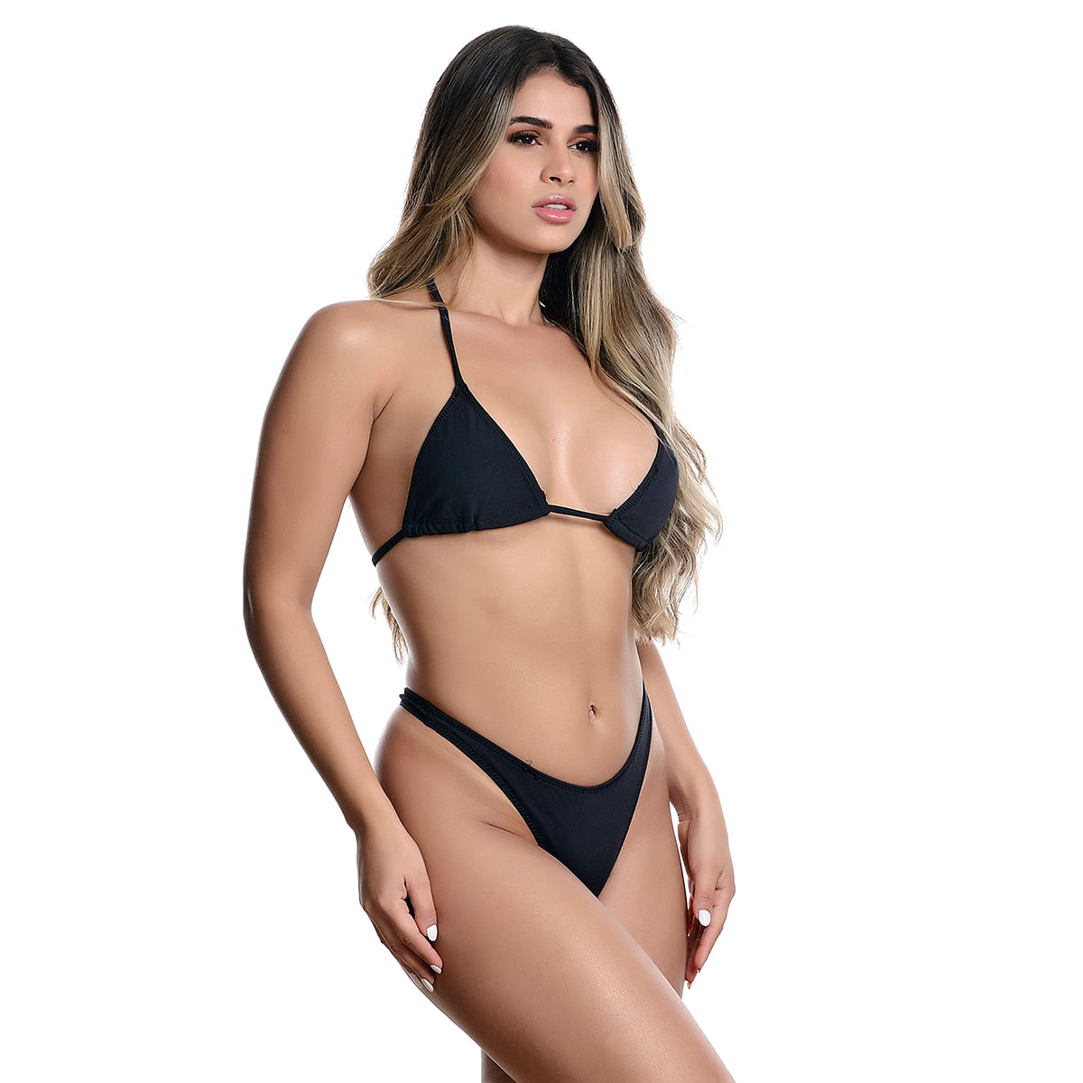 Biquíni Cortininha Liso com Calcinha Fio Hot Love