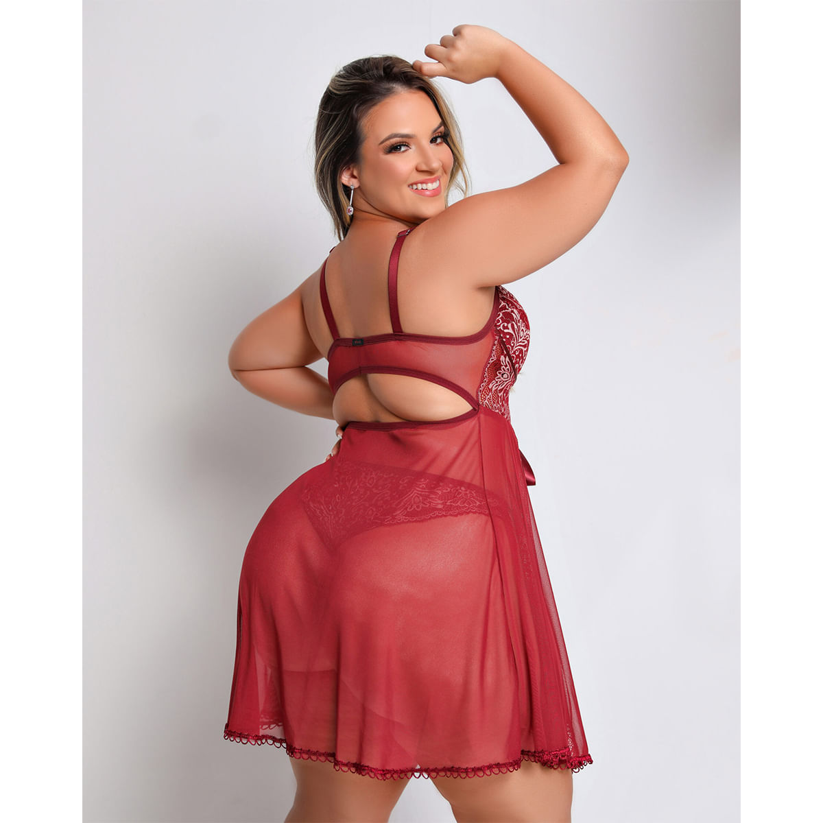 Camisola com Bojo com Calcinha Fio Duplo Plus Size Coleção Fetiche Dy Girl