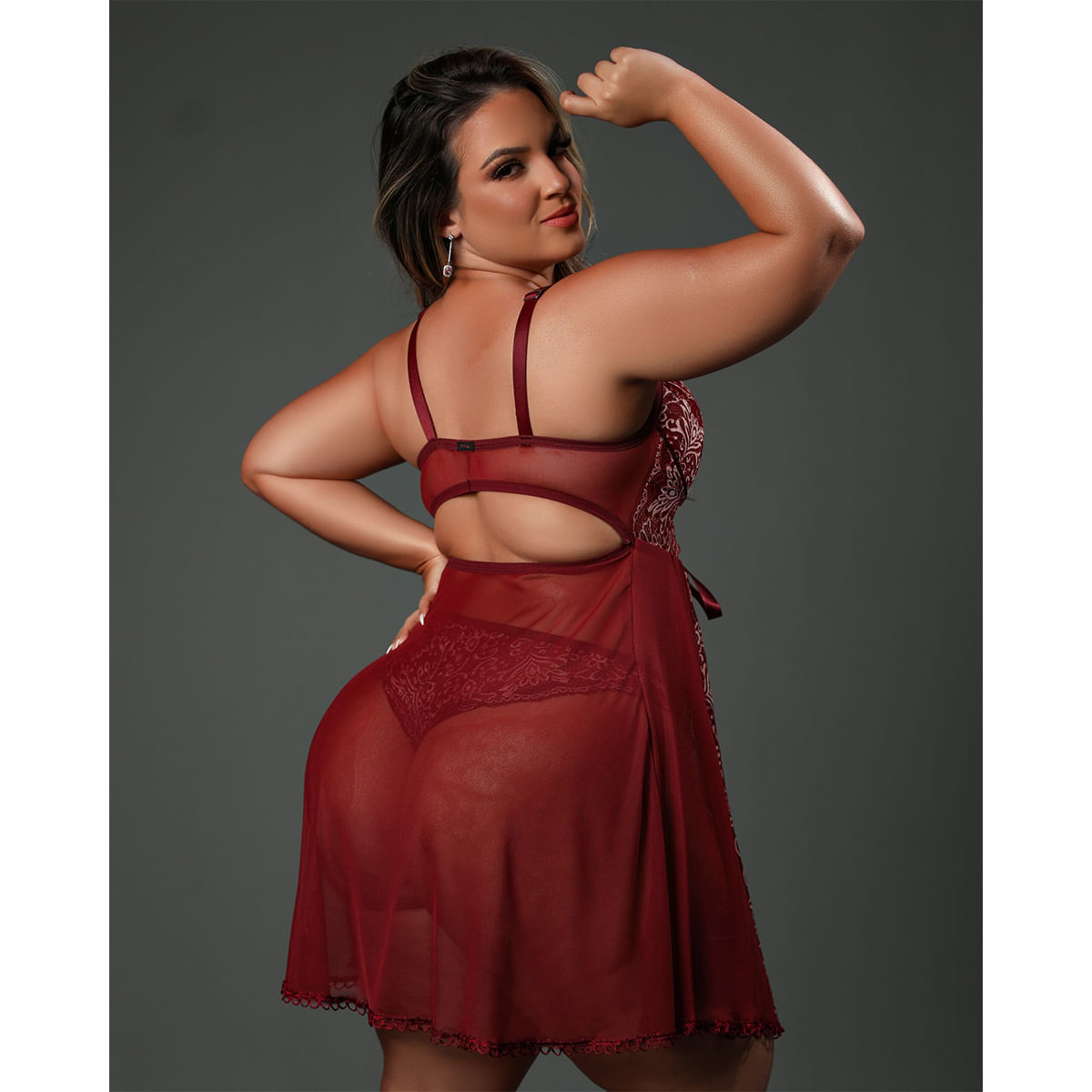 Camisola com Bojo com Calcinha Fio Duplo Plus Size Coleção Fetiche Dy Girl