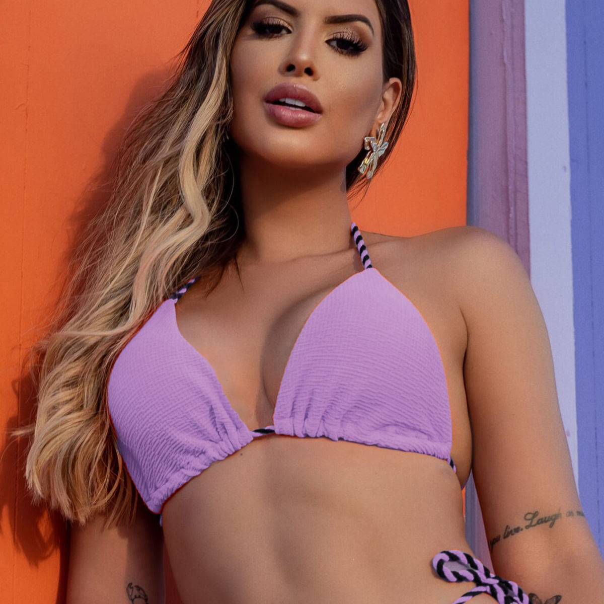 Conjunto Biquíni Cortininha Canelado Coleção Malibu Dy Girl