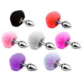 Plug Anal Pequeno em Aço Inoxídável com Pompom 8,2x3,4 cm Sexy Import