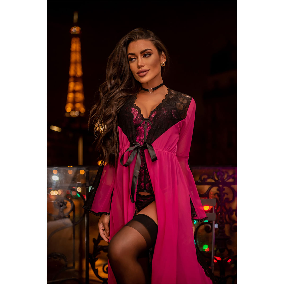 Robe Longo com Detalhes em Renda Coleção Infinity Dy Girl Robe Longo com Detalhes em Renda Coleção Infinity Dy Girl