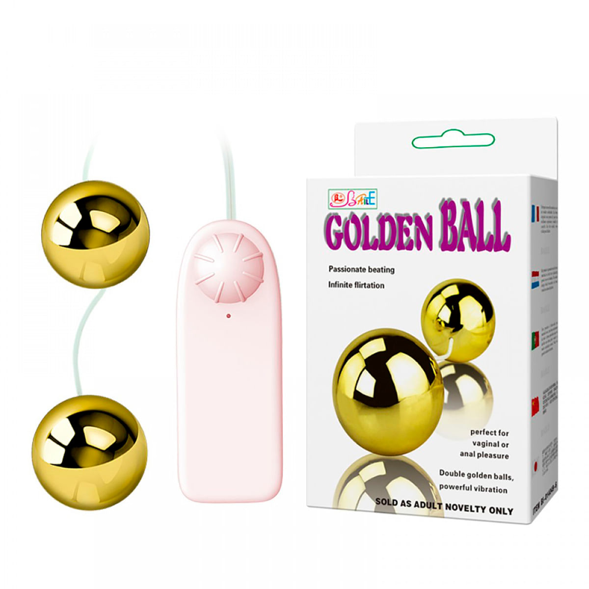 Golden Ball Bolinha de Pompoarismo Dupla com Vibro Vip Mix