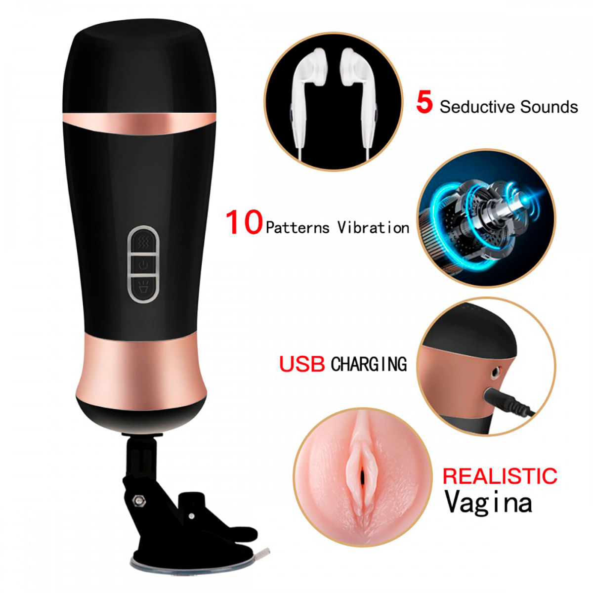 Masturbador Masculino Lanterna com 10 Modos de Vibração Vip Mix