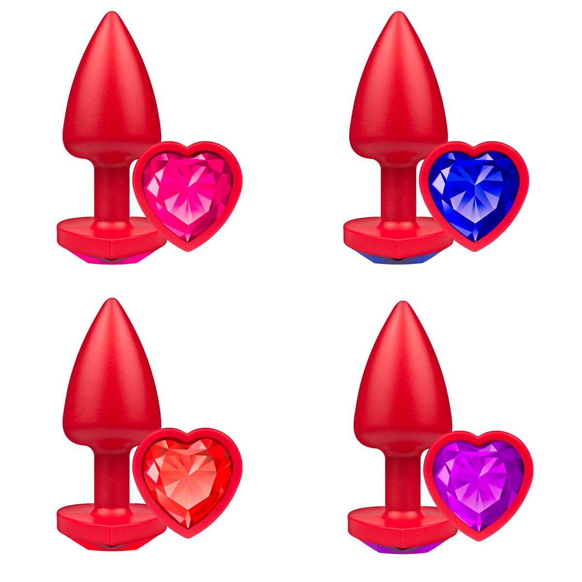 Touch Plug Anal Vermelho com Joia Coração La Pimienta
