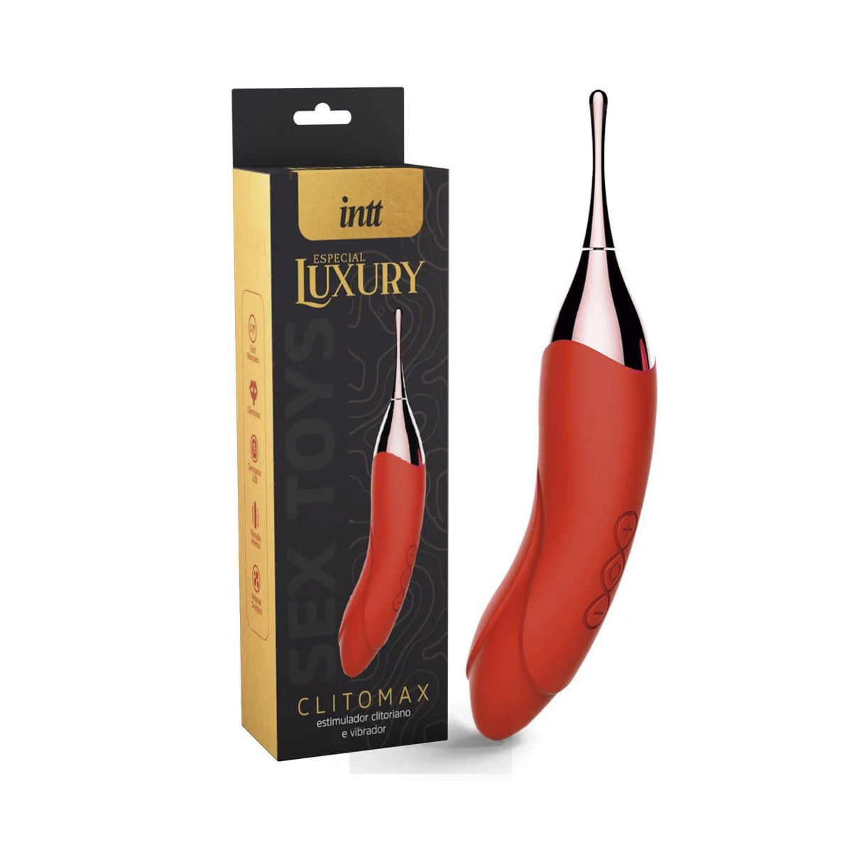 Clitomax Vibrador Varinha Mágica com 10 Modos de Vibração Linha Luxury Intt