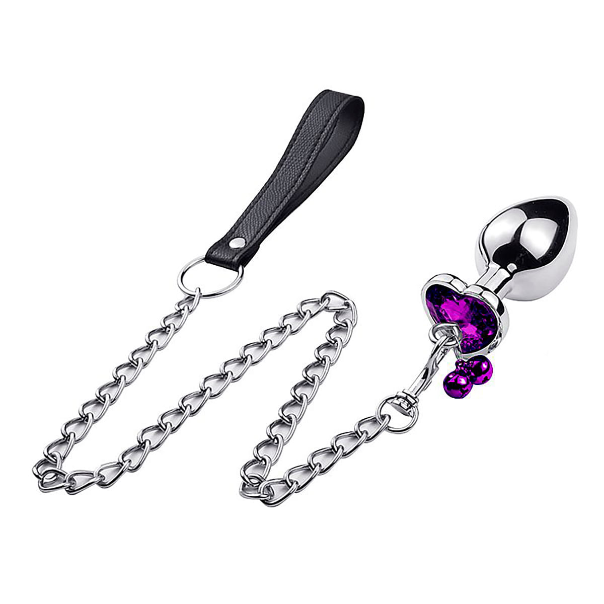 Plug de Coração em Aço com Sino e Corrente Sexy Import Plug de Coração em Aço com Sino e Corrente Sexy Import