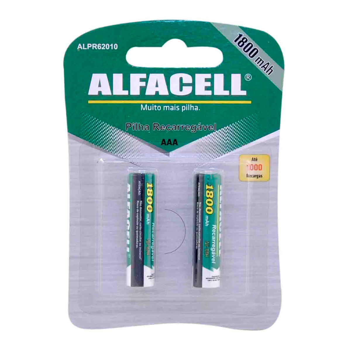 Pilha Recarregável NI-MH 1.2V AAA 1800 MAH Cartela com 2 Unidades Alfacell Pilha Recarregável NI-MH 1.2V AAA 1800 MAH Cartela com 2 Unidades Alfacell