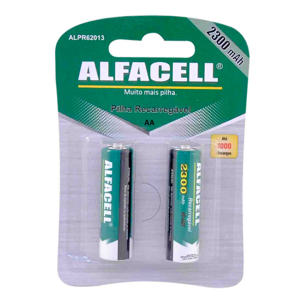 Pilha Recarregável NI-MH 1.2V AA 2300 MAH Cartela com 2 Unidades Alfacell Pilha Recarregável NI-MH 1.2V AA 2300 MAH Cartela com 2 Unidades Alfacell