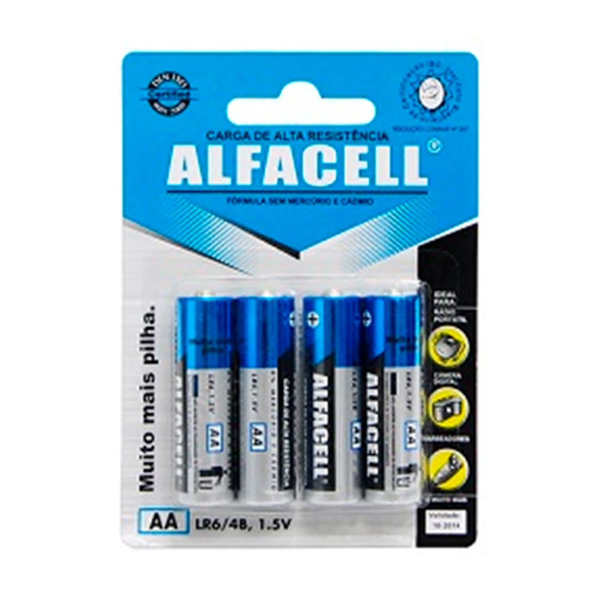 Pilha Alcalina AA 1.5V Cartela com 4 Unidades Alfacell Pilha Alcalina AA 1.5V Cartela com 4 Unidades Alfacell