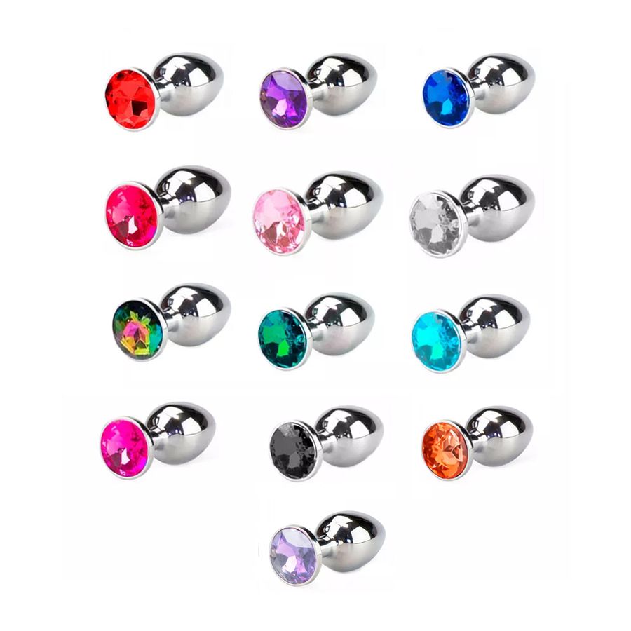 Plug Anal em Alumínio com Pedra em Cores Diversas Vip Mix Plug em Metal Pequeno com Pedra em Cores Diversas Miss Collection Vip Mix