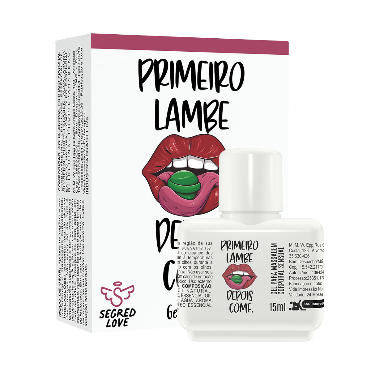 Primeiro Você Lambe, Depois Você Come Gel Térmico Beijável com Tatuagem Temporária 15ml Segred Love Primeiro Você Lambe, Depois Você Come Gel Térmico Beijável com Tatuagem Temporária 15ml Segred Love