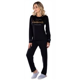 Pijama Casual Suede com Manga Longa e Calça Coleção Inverno Victory