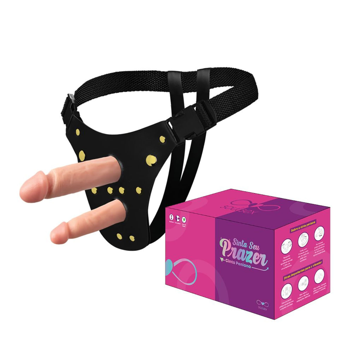 Cinta Peniana Dupla Ativa 15x4/12,5x3,5cm Linha Sinta Seu Prazer SoulSex Cinta Peniana Dupla Ativa 15x4/12,5x3,5cm Linha Sinta Seu Prazer SoulSex