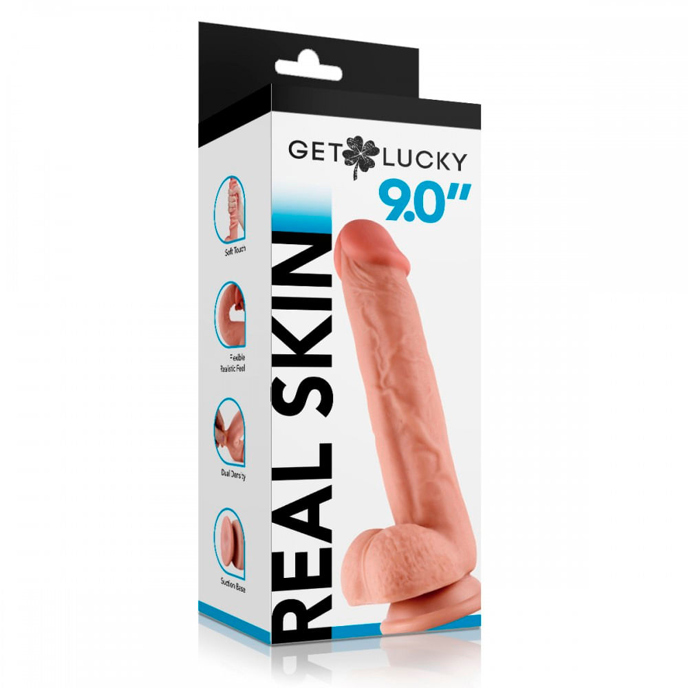 Get Lucky Prótese Realística Masturbadora com Ventosa e Escroto 24x4,4cm Vip Mix