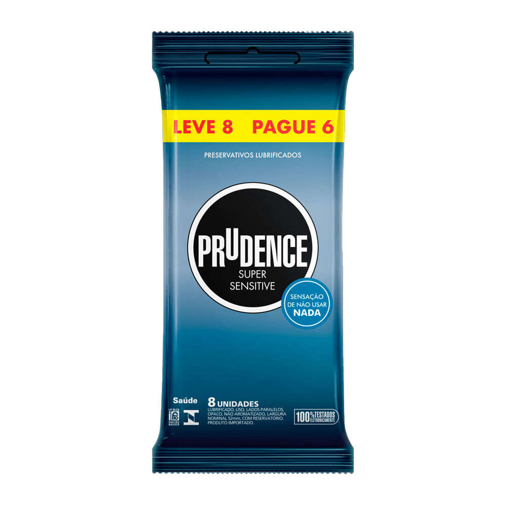 Preservativo Lubrificado Super Sensitive Leve 8 Pague 6 Prudence