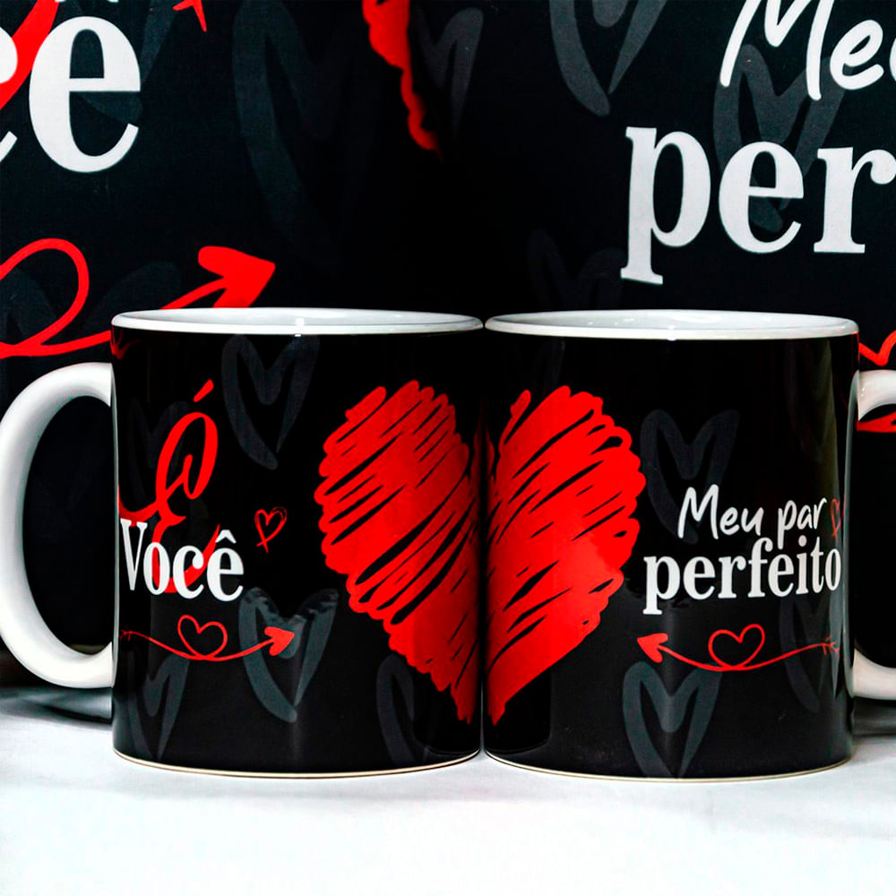 Kit Canecas é Você Meu Par Perfeito 330ml com 2 Unidades Sude Presentes