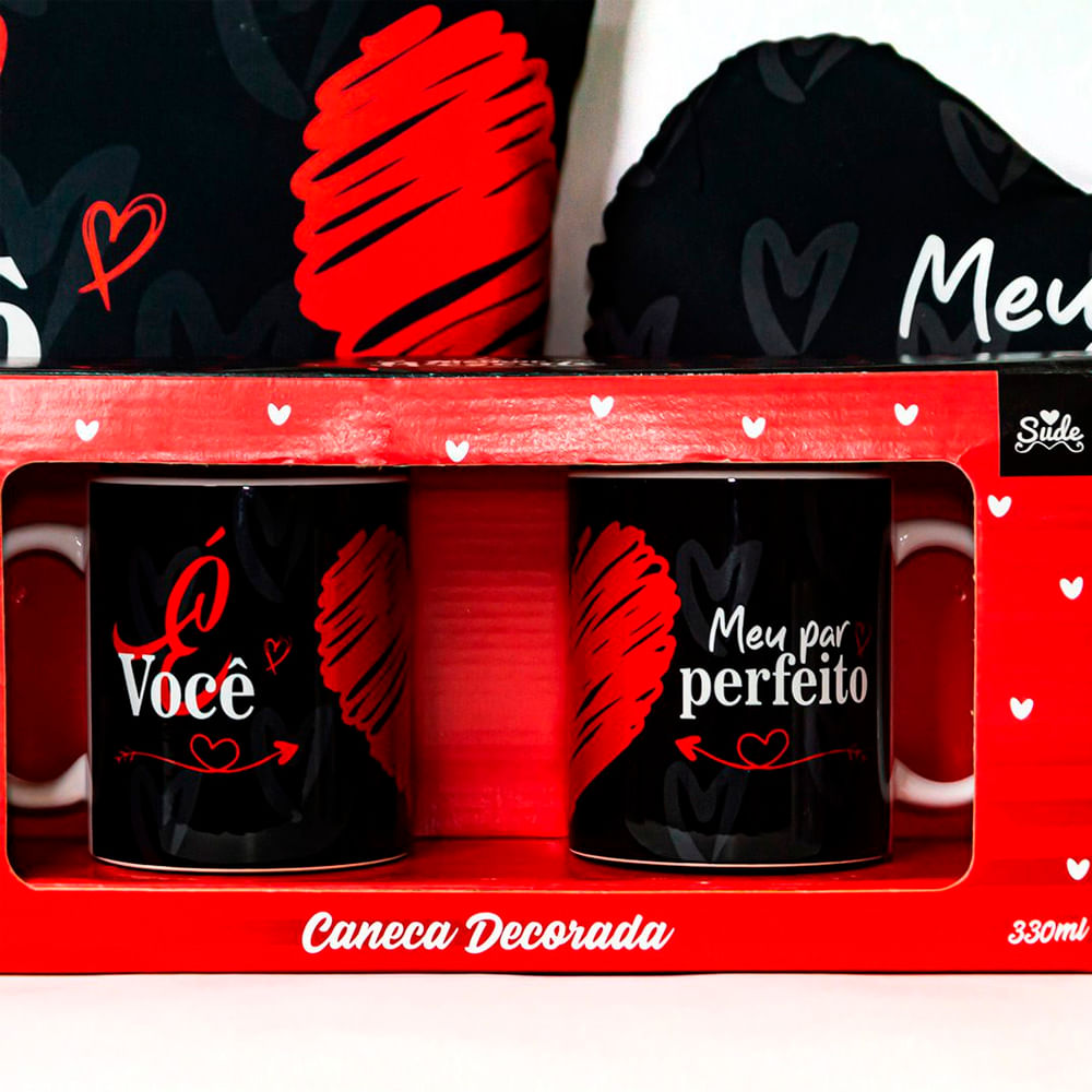 Kit Canecas é Você Meu Par Perfeito 330ml com 2 Unidades Sude Presentes