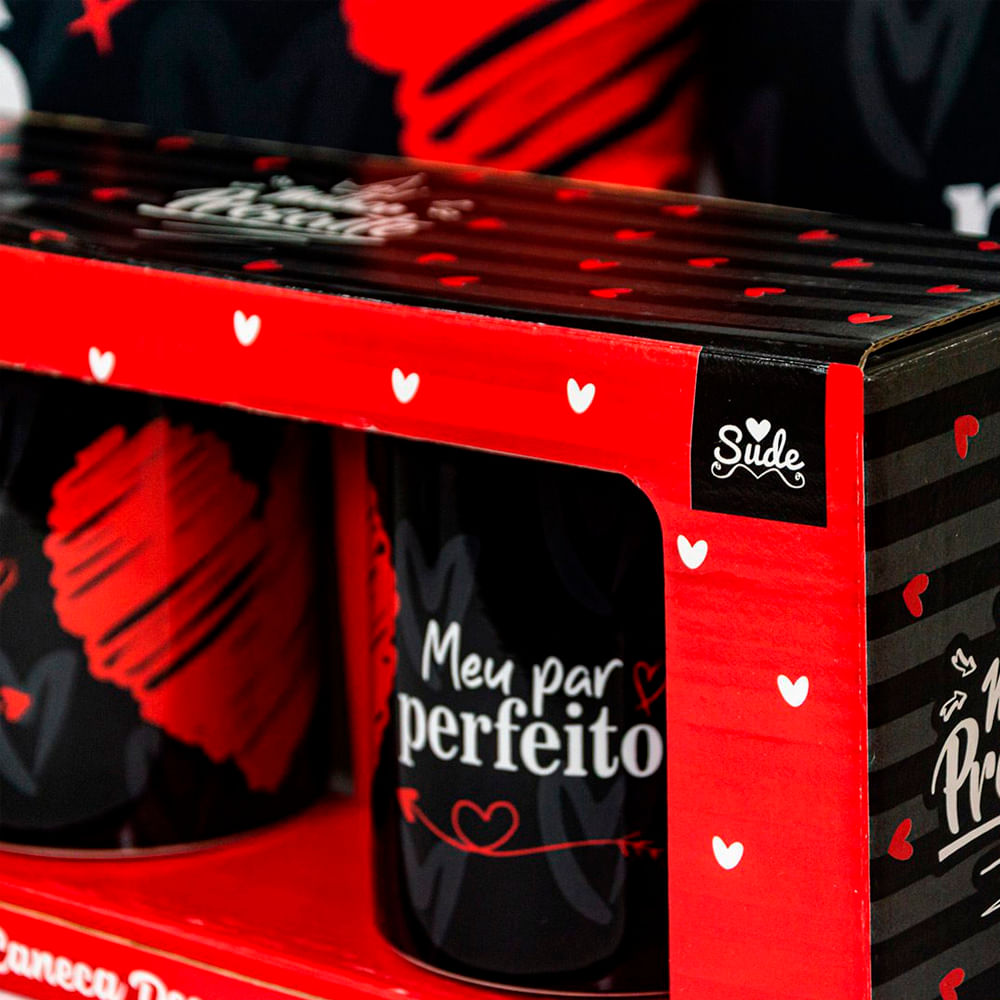 Kit Canecas é Você Meu Par Perfeito 330ml com 2 Unidades Sude Presentes
