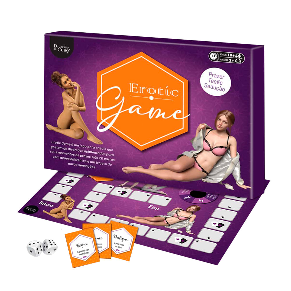 Jogo Tabuleiro Erotic Game com 20 Cartas Diversão ao Cubo