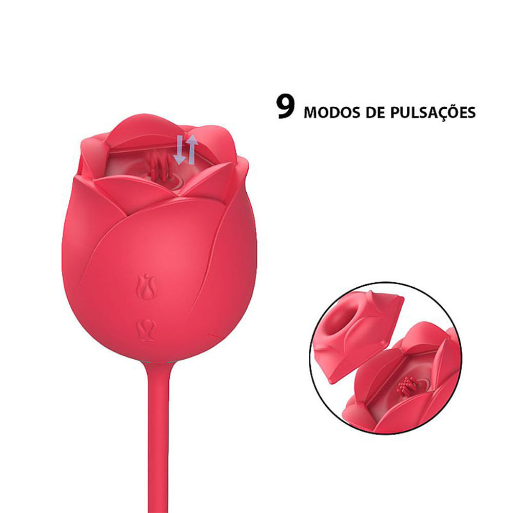 Flower 9 Vibrador Ponto G e Clitoris com 9 Modos de Pulsação e Impulso Sexy Import