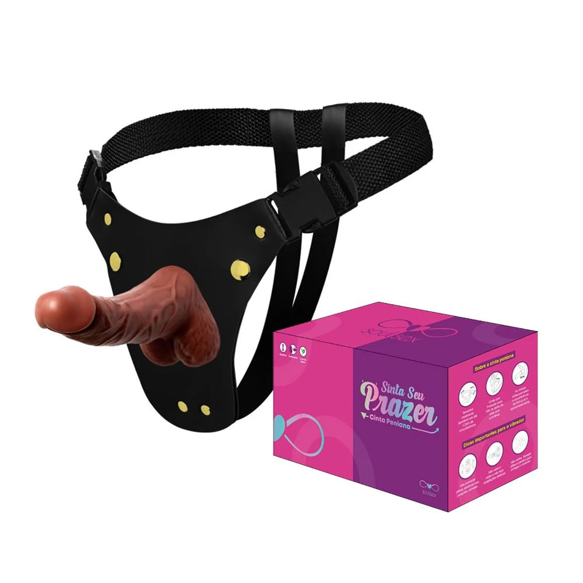 Cinta Peniana com Prótese Pênis com Escroto Realístico 16x4,5cm Soulsex