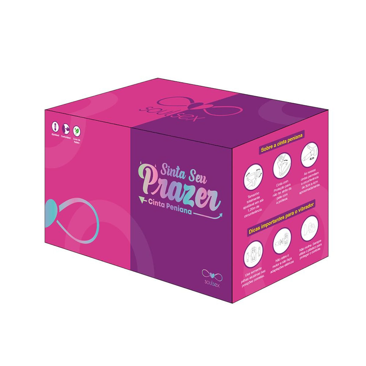 Cinta Peniana em Couro Sintético com Prótese Pênis Realístico 19x4cm Soulsex