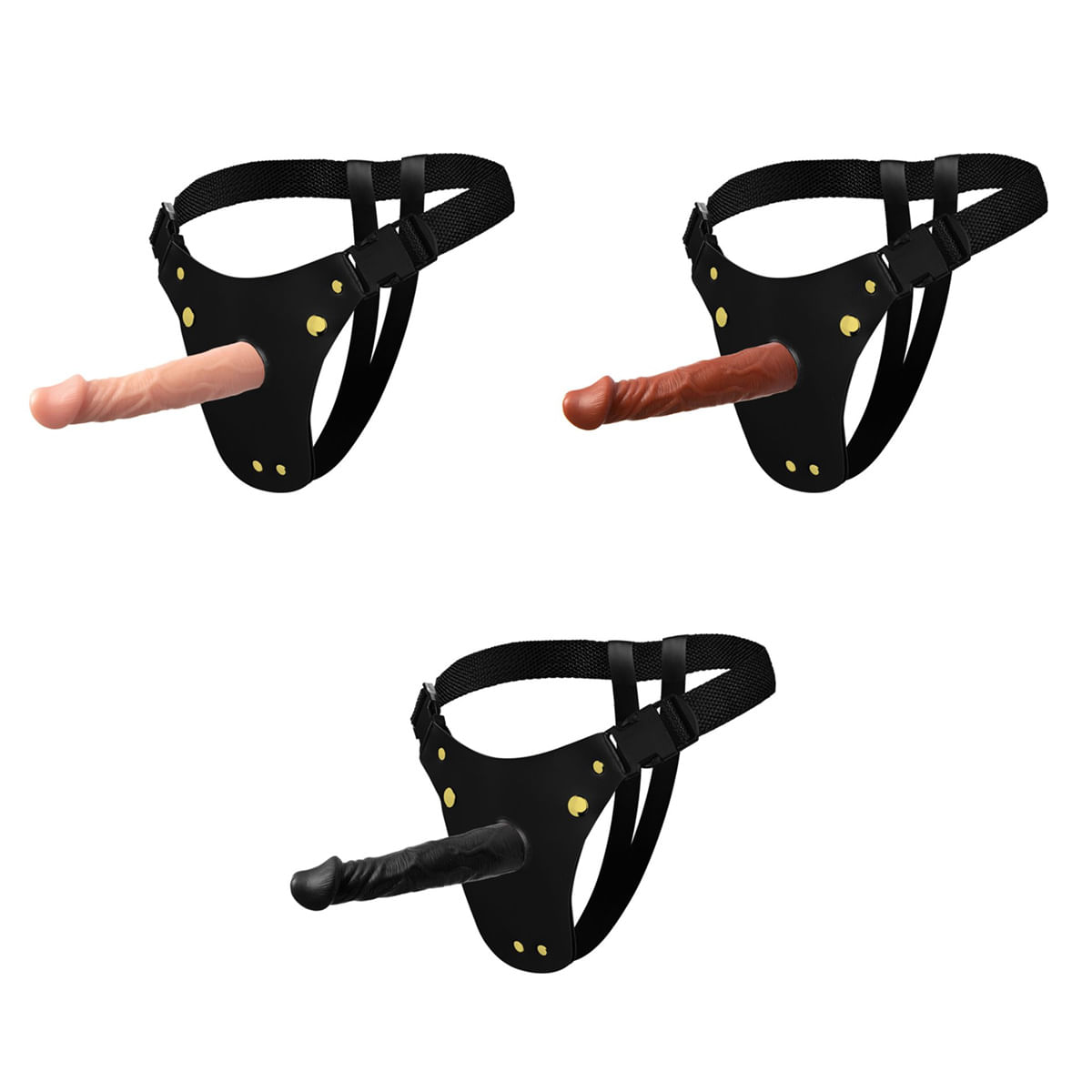 Cinta Peniana em Couro Sintético com Prótese Pênis Realístico 19x4cm Soulsex