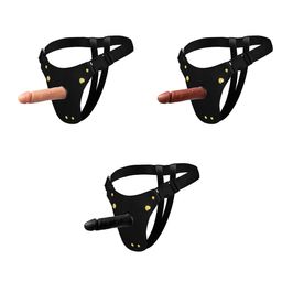 Cinta Peniana em Couro Sintético com Prótese Pênis Realístico 14,5x3,5cm Soulsex