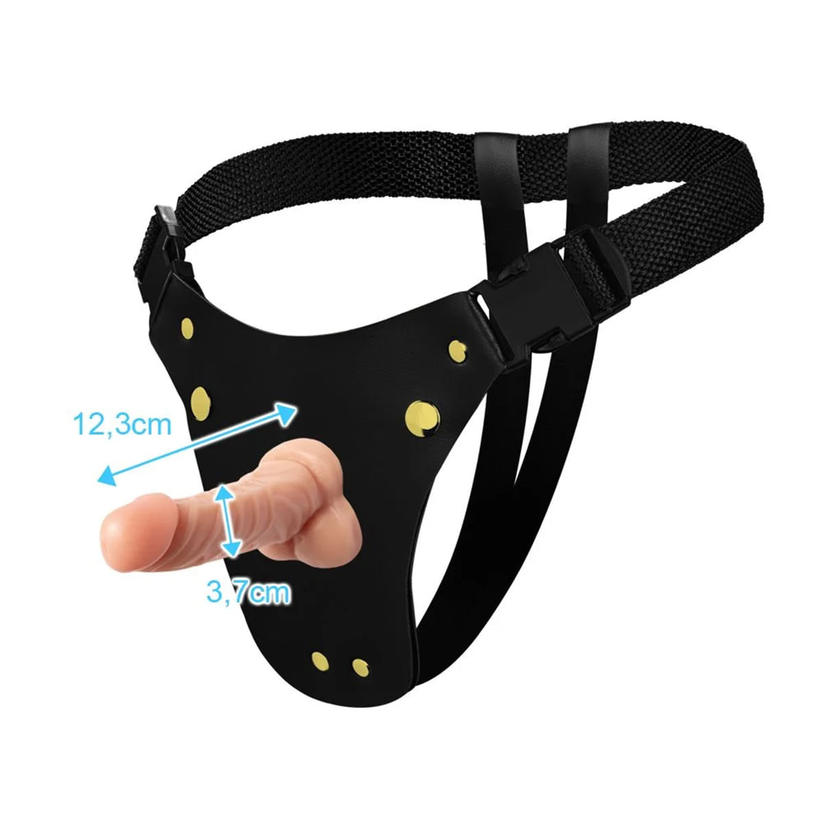 Cinta Peniana em Couro com Prótese Pênis Realístico com Escroto 12,3x3,7cm Soulsex