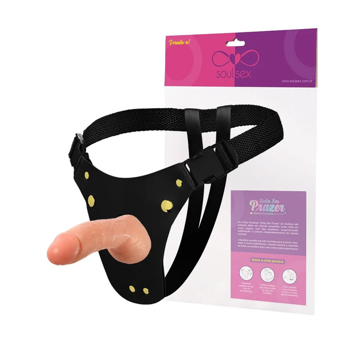 Cinta Peniana com Prótese e Vibro 15x3,3cm Soulsex