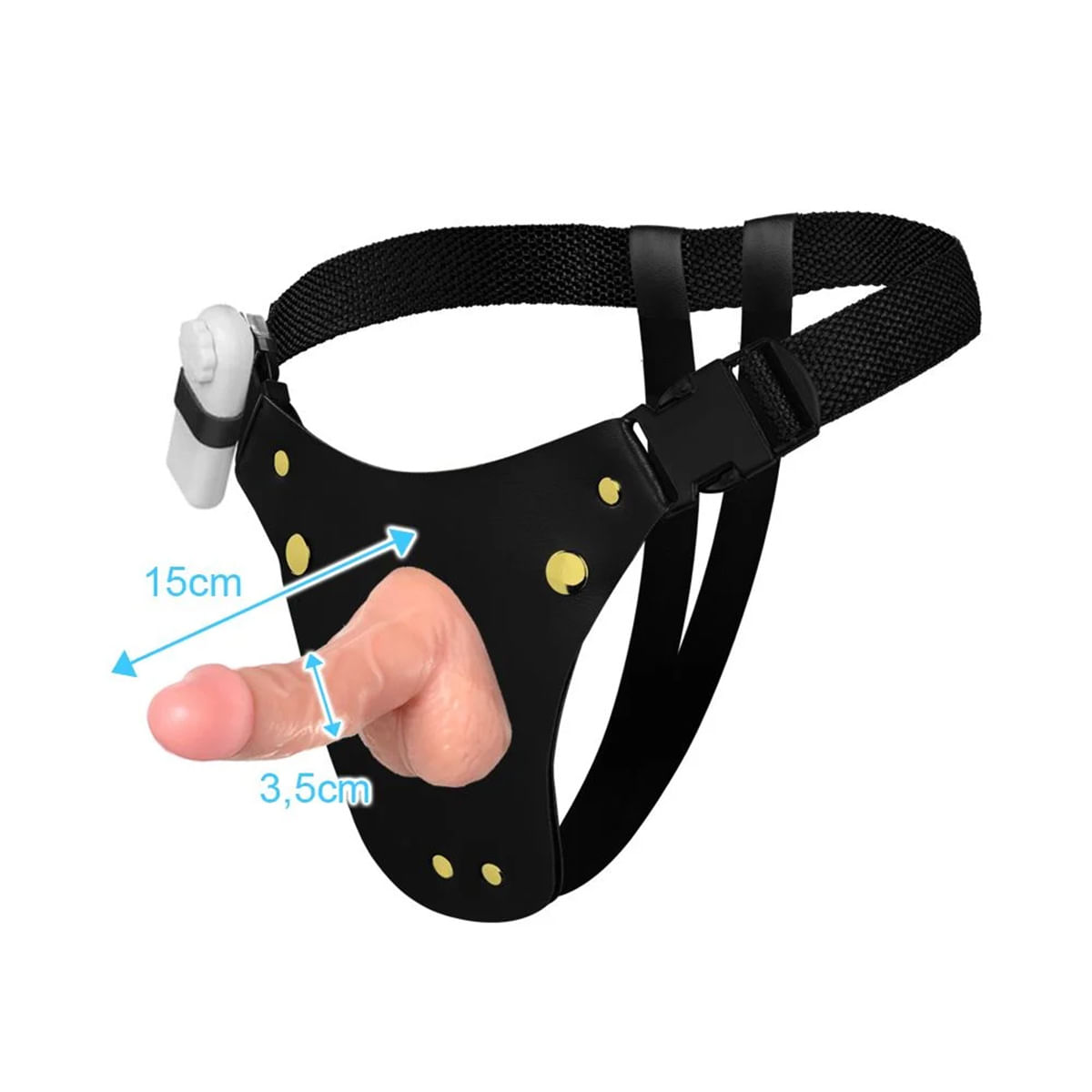 Cinta Peniana com Prótese Pênis com Escroto Realístico Com Vibro 15x3,5cm Soulsex