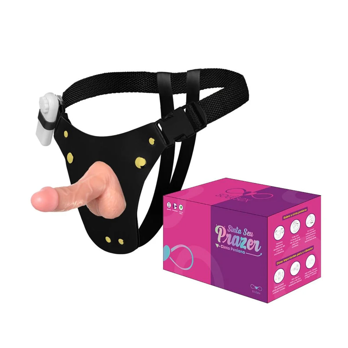Cinta Peniana com Prótese Pênis com Escroto Realístico Com Vibro 15x3,5cm Soulsex