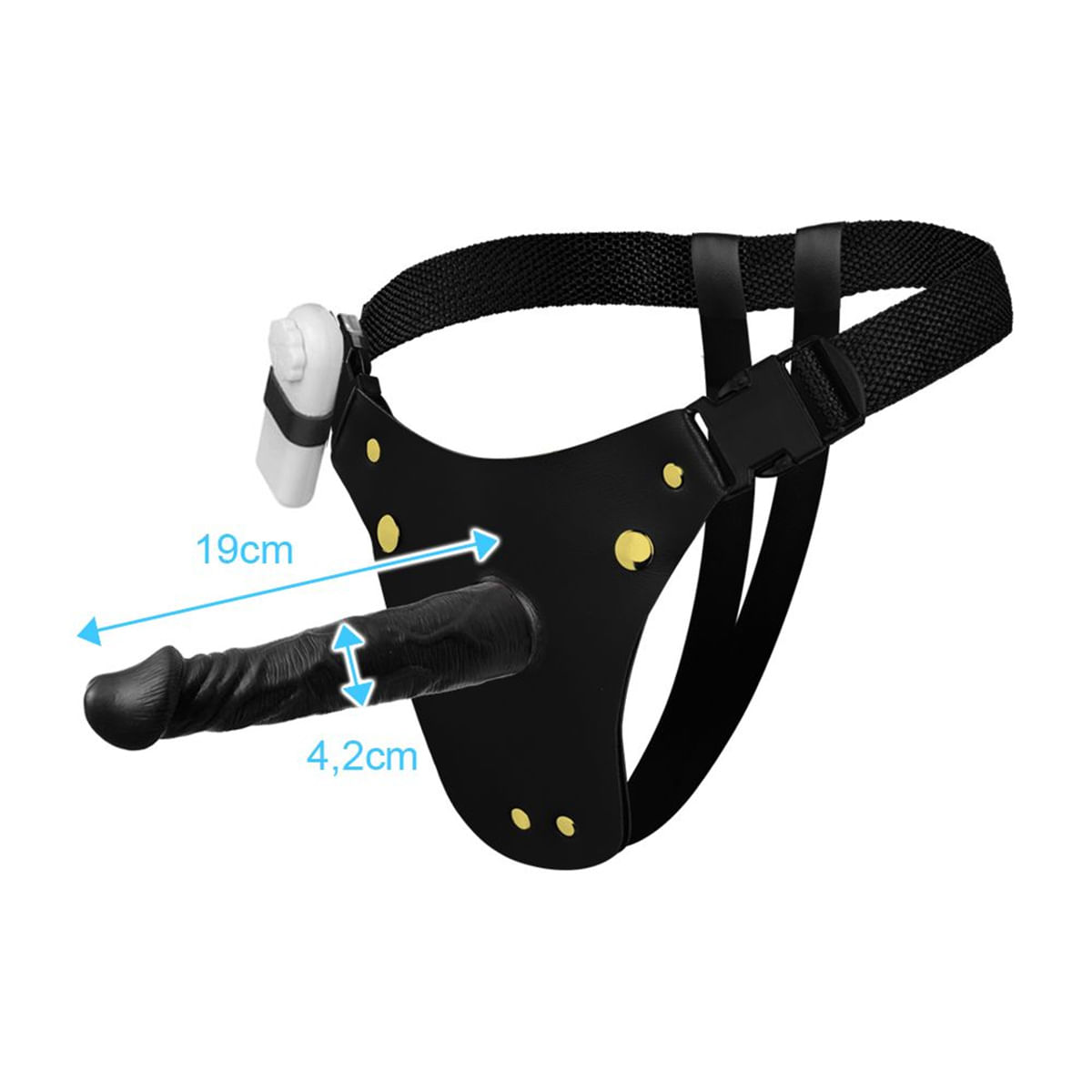 Cinta Peniana Couro Prótese Realística com Vibro 19X4cm Soulsex