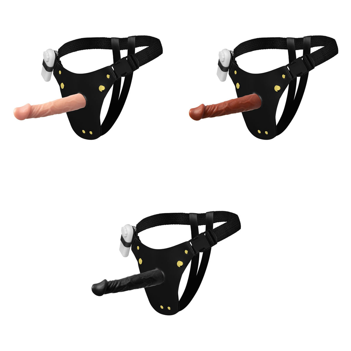 Cinta Peniana Couro Prótese Realística com Vibro 19X4cm Soulsex