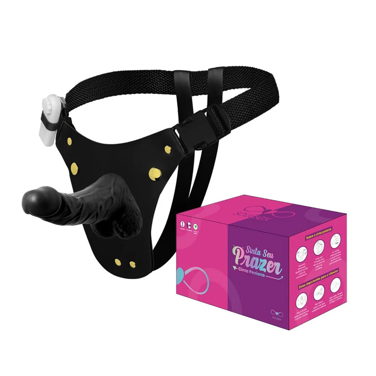 Cinta Peniana com Prótese Realística com Vibro 16,3X4,5cm Soulsex