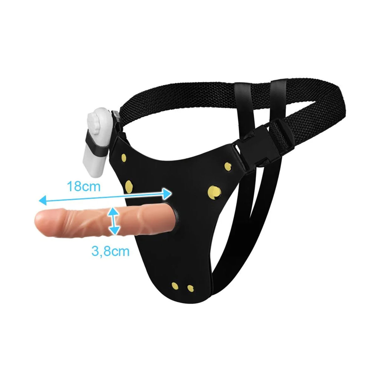 Cinta Peniana Couro com Prótese Realística com Vibro 18X4cm Soulsex