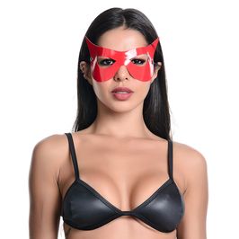 Máscara Mulher Gato Verniz Vermelha Dominatrixxx